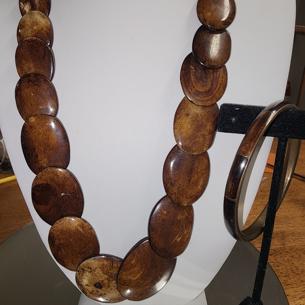 Vintage Camel Bone  Necklace and Bracelet Set